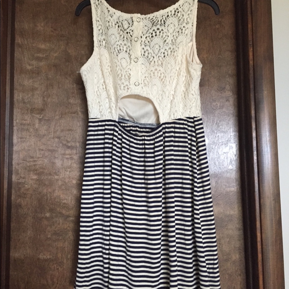 Black & white striped lace dress